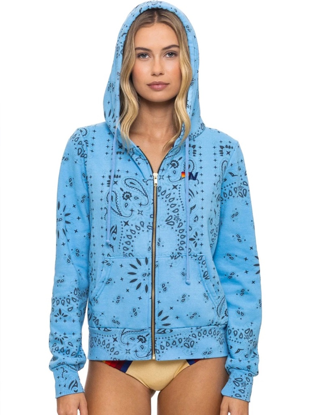 Sky Bandana Print Aviator Nation Zip Hoodie